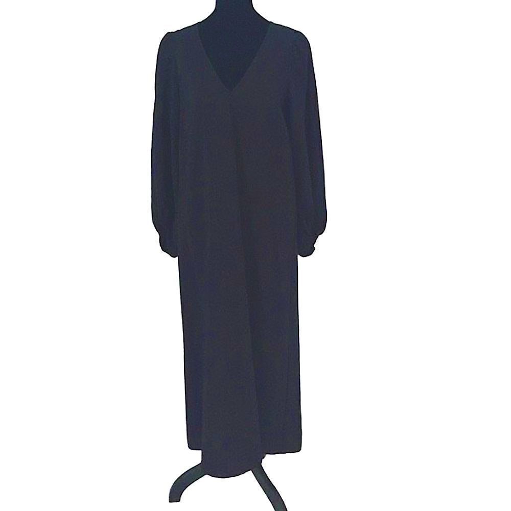 H&M Women's Viscose V-Neck High Slit Crepe Midi Dress Black Size XS
